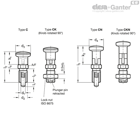 GN 818-CN Stainless Steel-Indexing plungers with rest position